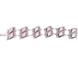 Vintage 1940s Mexican Silver Repousse Pillow Link Panel Bracelet 15g